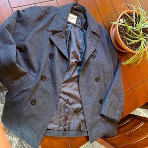 Grey mens pea coat